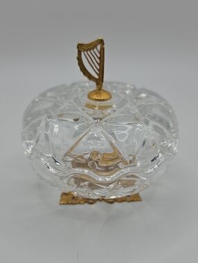 VINTAGE Irish Killarney lead crystal lidded trinket dish